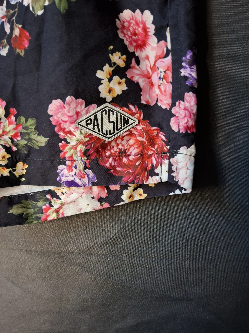 PacSun Men’s Black Floral Drawstring Swim Trunks